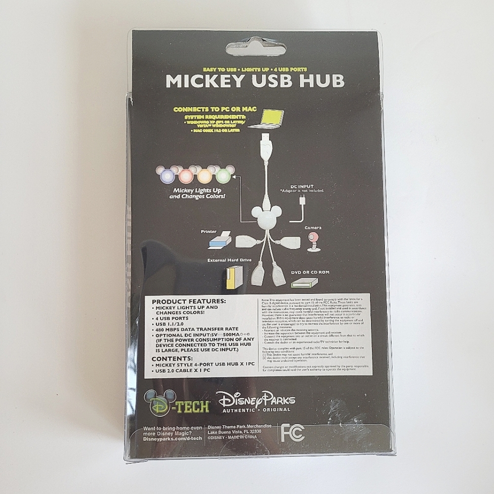 DISNEY Mickey Mouse Light Up Color Changing Multi USB Hub - Picture 2 of 8